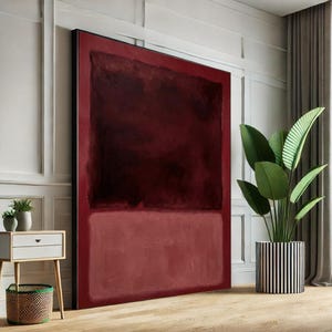 Canvastavla i Mark Rothko-stil, djupvinröd modern konst