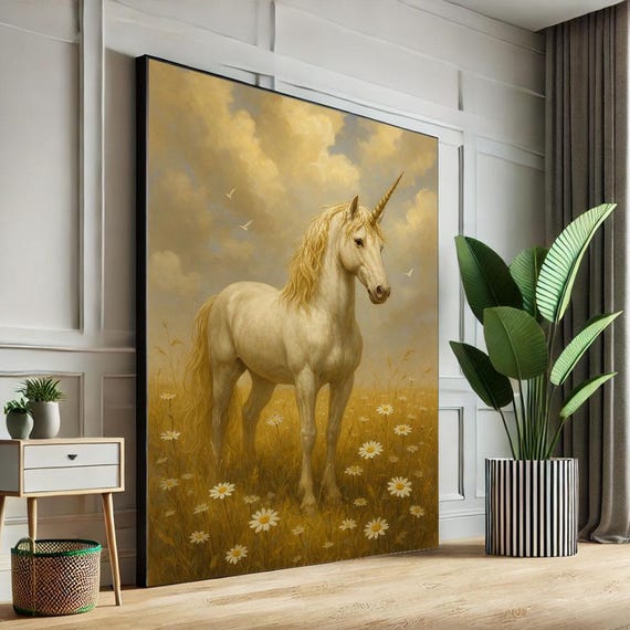 Plaque Murale En Bois Licorne Pailletée - Je Crois Aux Licornes - Fait Main