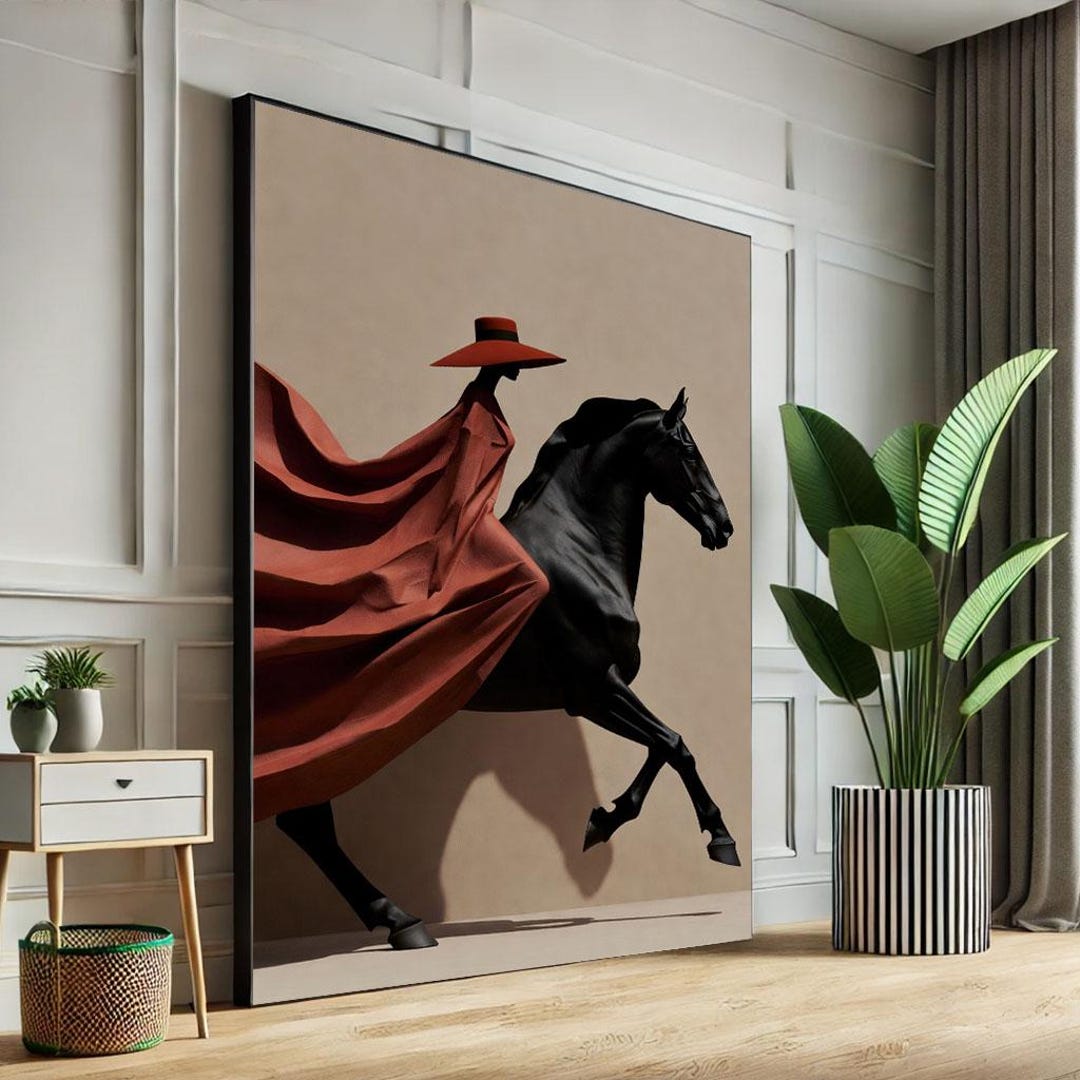 Dynamic Horse Rider Canvas Wall Art Print Modern Living Room Decor ...