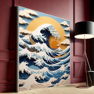 The Great Wave off Kanagawa Canvas Print - Large Hokusai Ocean Canvas Wall Art Framed Japanese Wall Decor Home Office Classic Wave Painting
