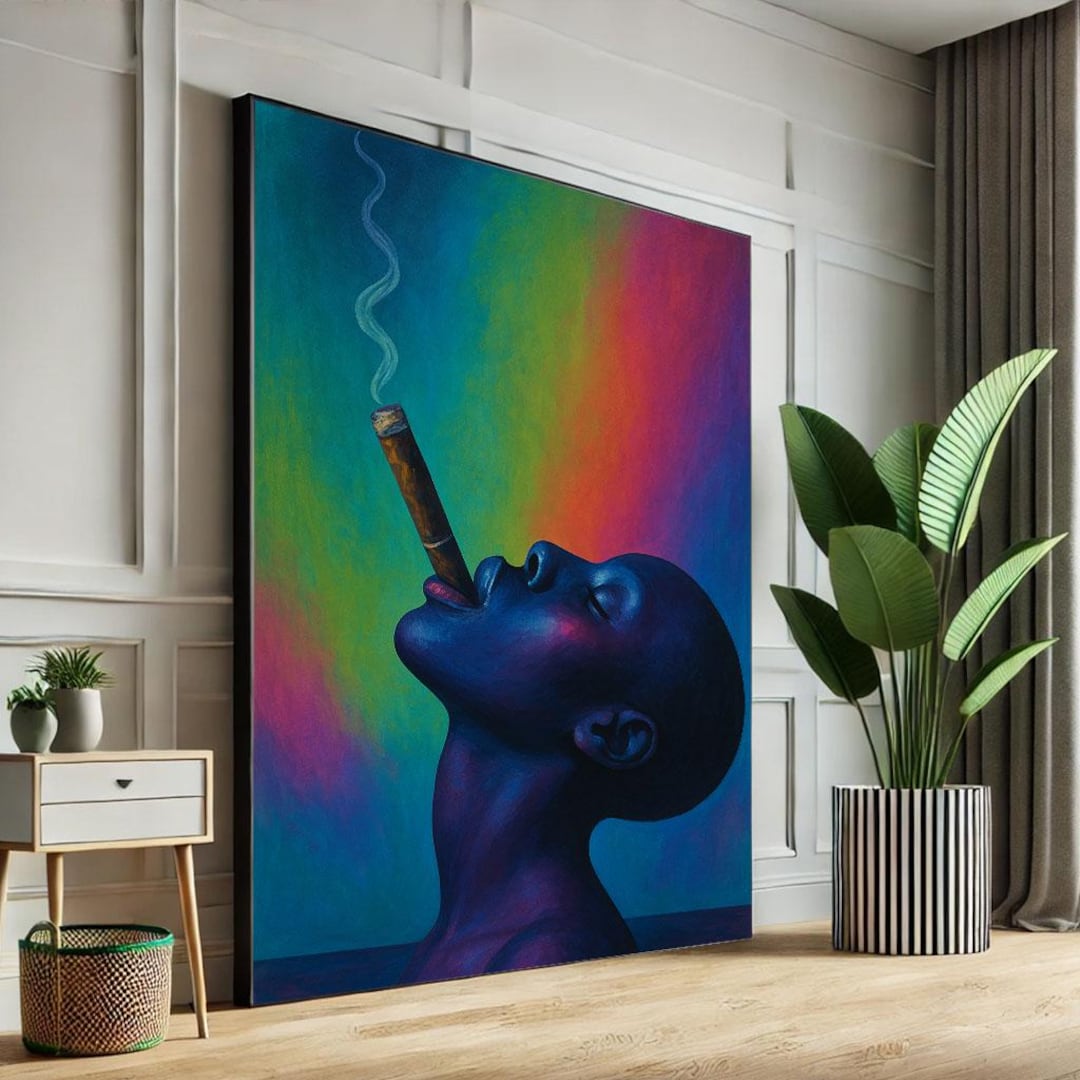 Bold Black Woman Smoking Cigar Canvas Wall Art Print Vibrant Living ...
