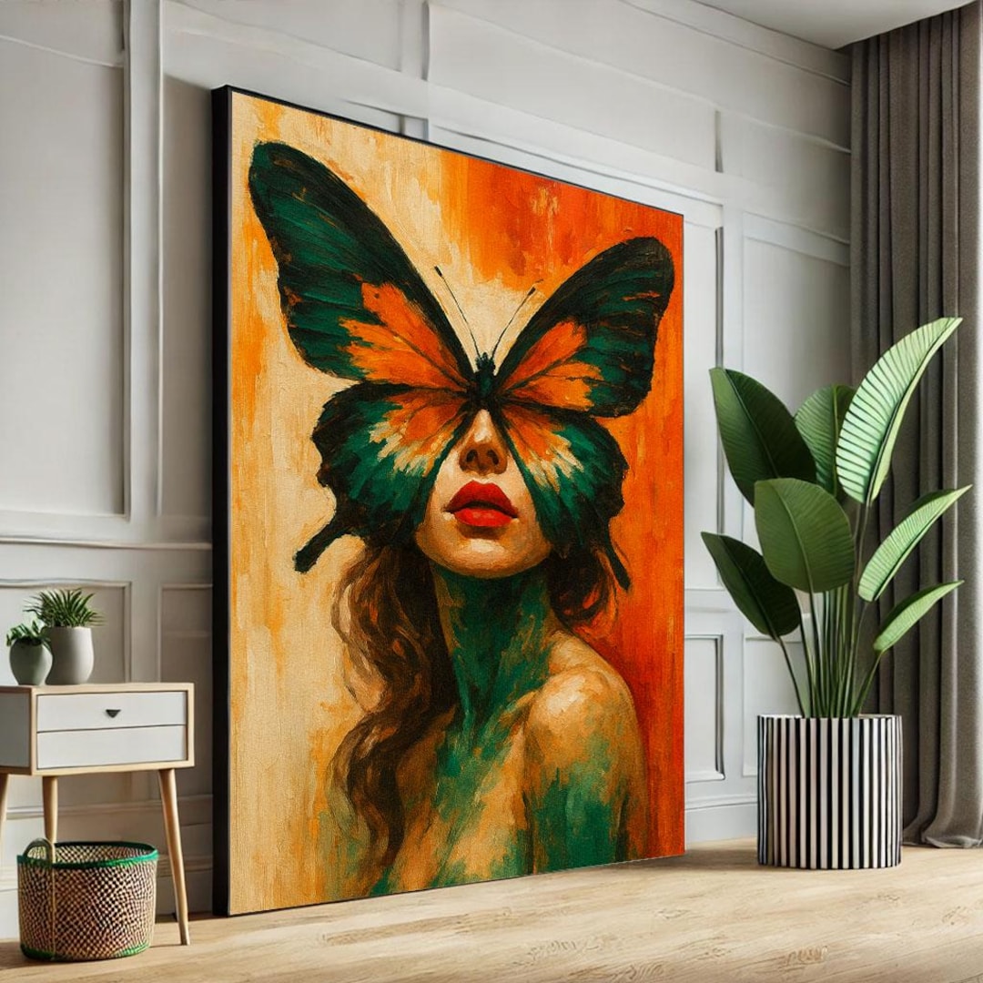Empowering Butterfly Woman Portrait Canvas Wall Art Print Vibrant ...