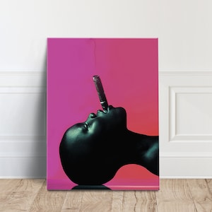 African Black Woman Smoke Art Print on Canvas of Black Woman Canvas, Canvas Wall Art Canvas Design, Home Decor Ready To Hang
