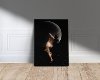 Impresión en lienzo de Ninfa Lunar de Luis Ricardo Falero, Arte mural celestial