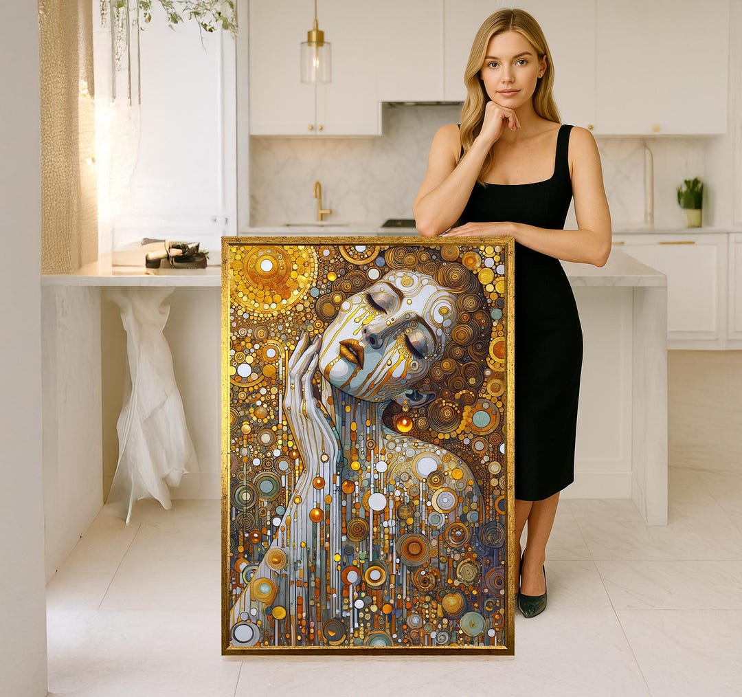 Golden Tears Gustav Klimt Canvas Wall Art, Luxury Abstract