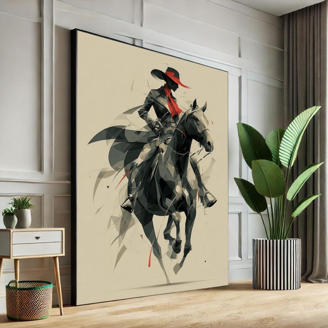 Abstract Cowboy Horse Canvas Art – Modern Western Decor - Etsy