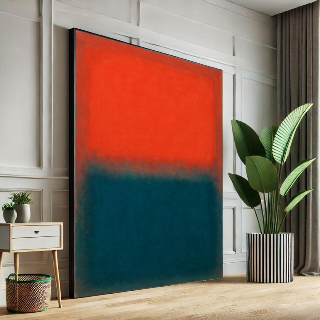 マーク・ロスコにインスパイアされた、赤と青のキャンバスに描かれた