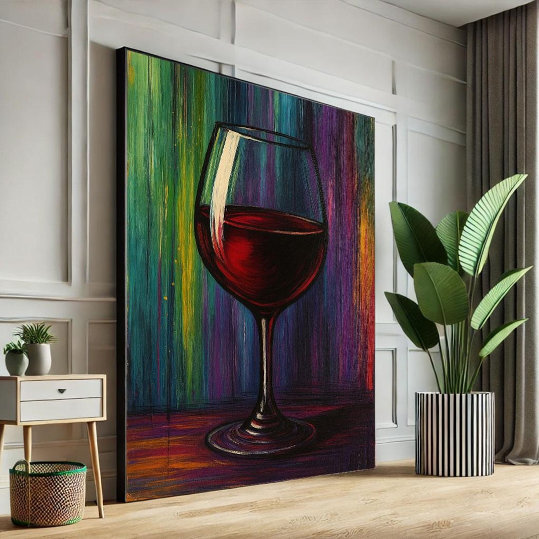 Abstract Red Wine Glass Canvas Print, Modern Wall Art - Etsy