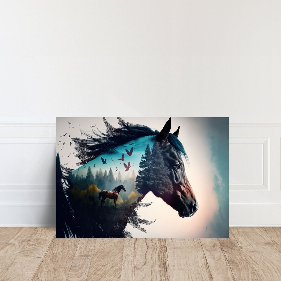 Modern Abstract Beautiful Black Horse Canvas Wall Art , Animal Wall Art ...