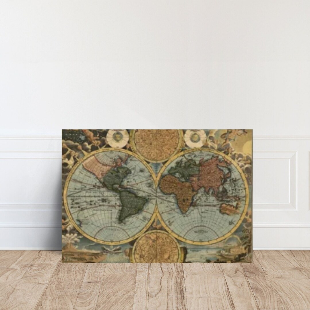 Old Map of the World Geography Canvas Home Decor Ready to Etsy