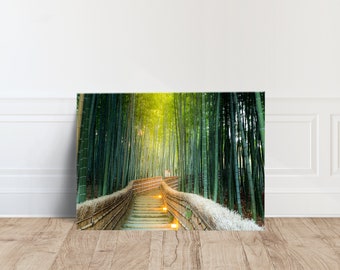 Lienzo decorativo de bosque de bambú, decoración de Kioto