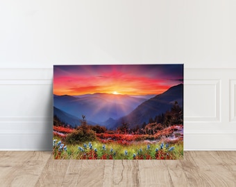 Sunset Mountain Canvas Print, Wide Format Wall Art