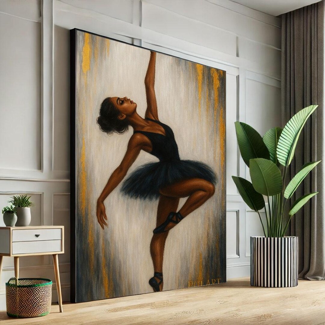 Elegant Black Ballerina Canvas Wall Art Print Modern Dance Living Room ...