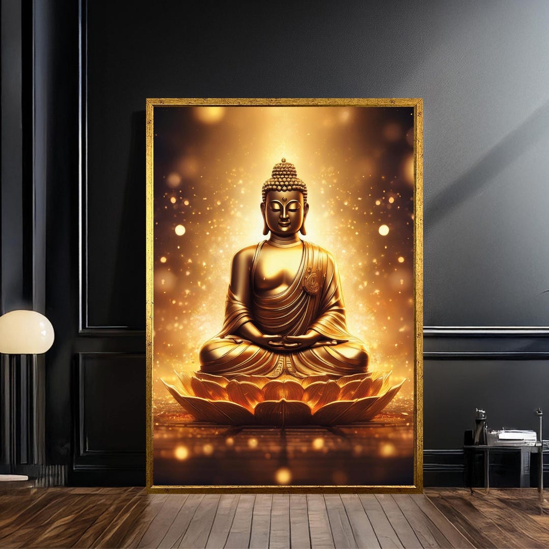 Golden Buddha Canvas Wall Art – Zen Meditation Decor, Spiritual ...