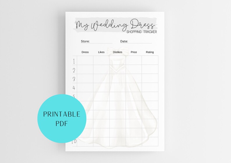 My Wedding Dress Buying Guide Tracker Planner Wedding Gown Journal Yes