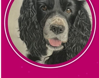 Black Spaniel Mother’s Day Card, Dog lover Card, Custom Hand-Painted Portrait, Custom pet portrait cards,Happy Mother's Day