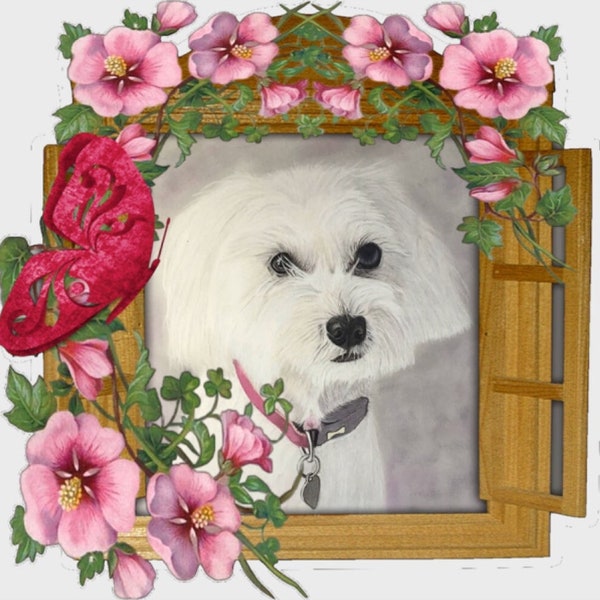 Westiepoo Birthday Card, custom pet portrait cards, Dog Birthday Card, Dog lovers card