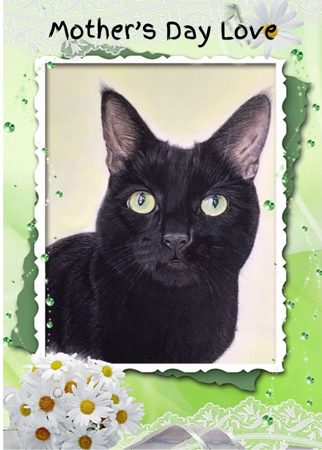 Black Cat Mothers Day Card, Happy Mothers Day Card for Cat Mom,mother's ...