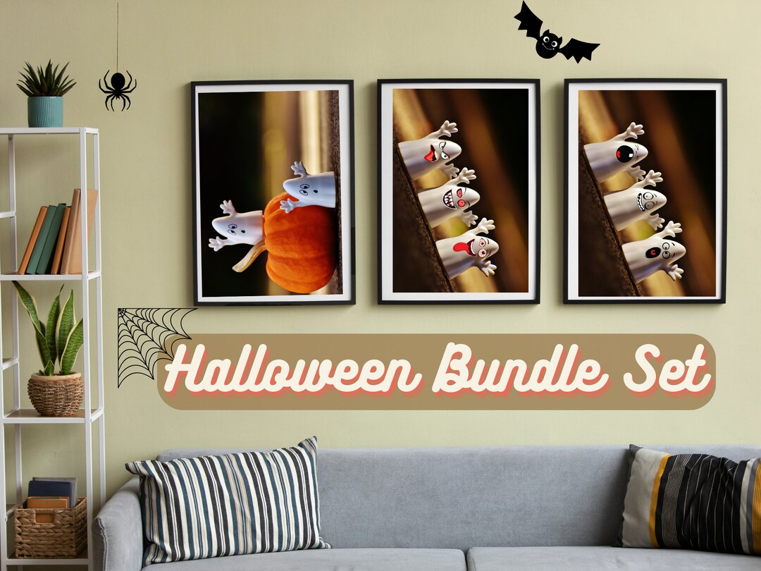 Halloween Bundle Set 3 Printables Halloween Wall Art Ghost - Etsy