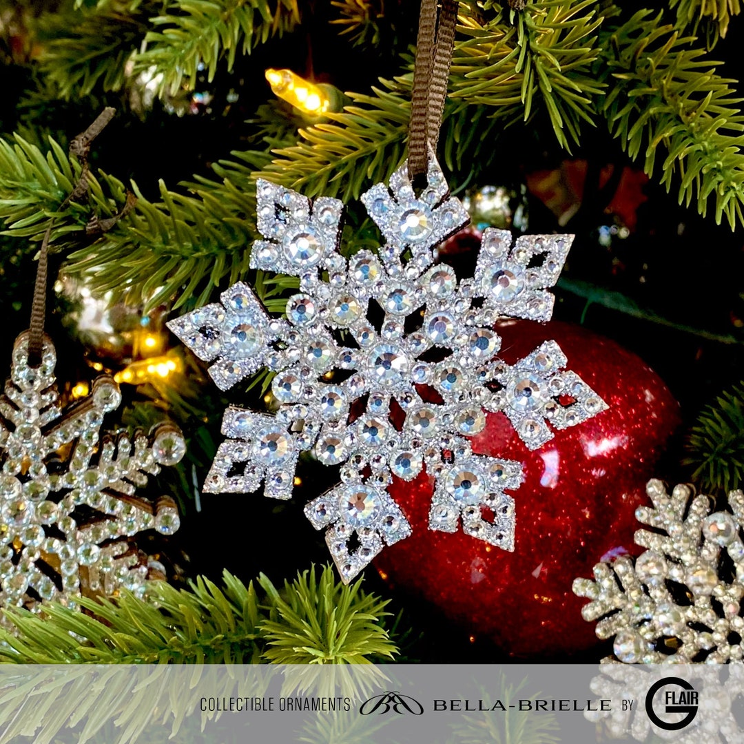 Unique Sparkle Ornament Set of 6 Wood Snowflakes Embellished With ...