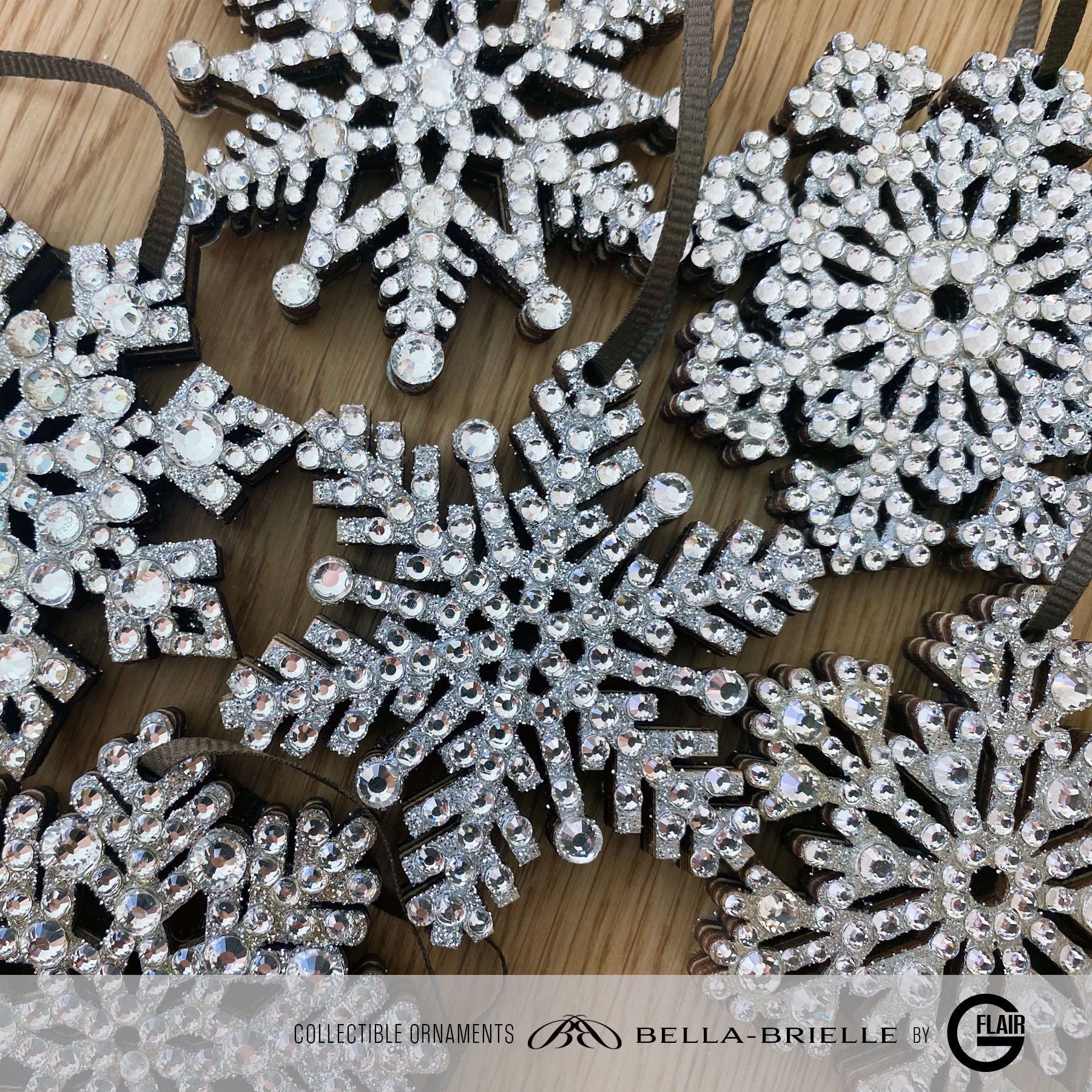 Unique Sparkle Ornament Set of 6 Wood Snowflakes Embellished With ...