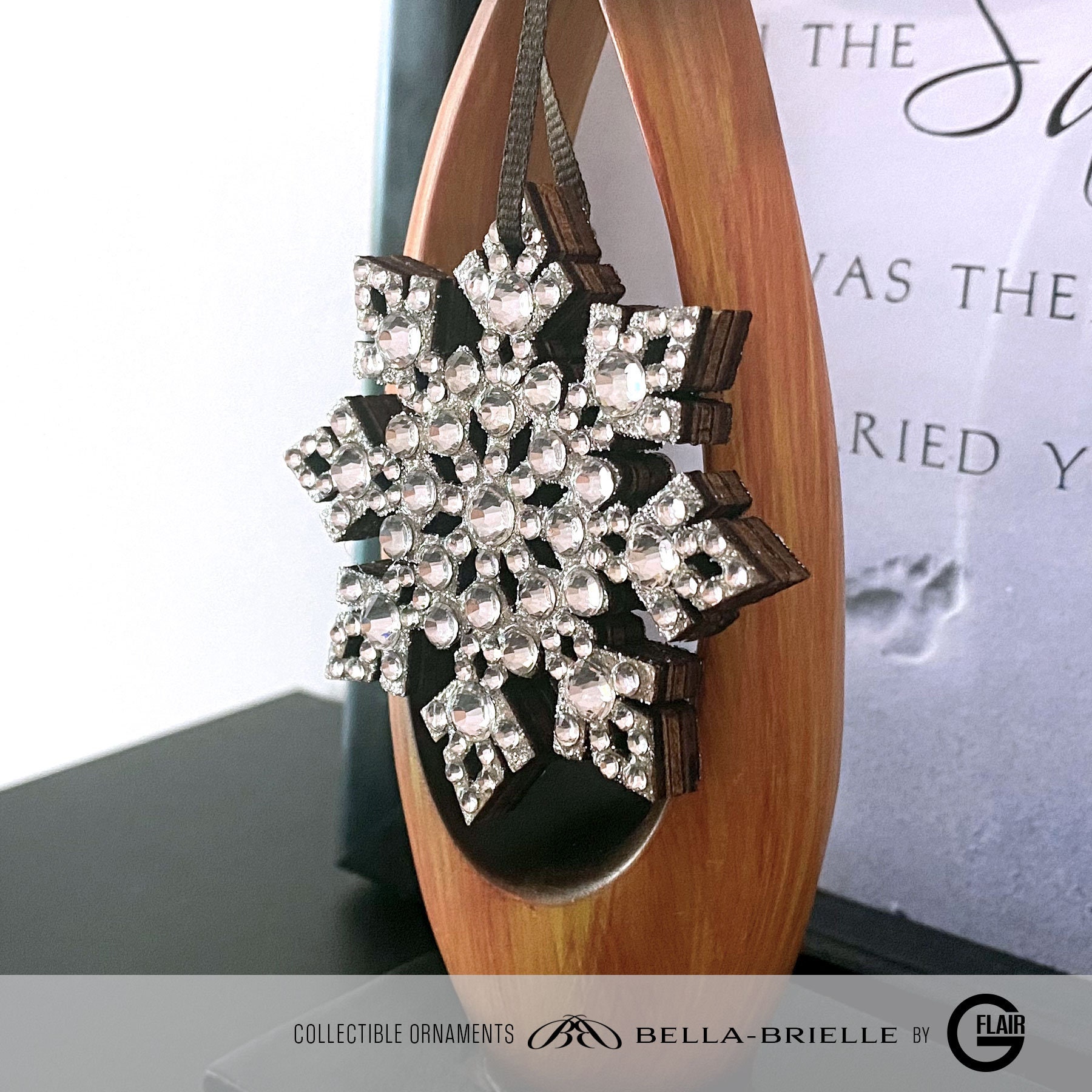 Unique Sparkle Ornament Set of 6 Wood Snowflakes Embellished With ...