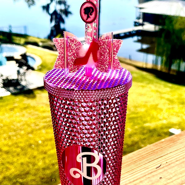 Barbie Cup, Barbie Straw Top Protector,  Straw tip cover, Barbie Bow, Straw cover, protects from germs, bugs and dust.