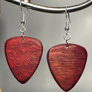 Handcrafted Wooden Guitar Pick Earrings – Unique, Lightweight Jewelry for Music Lovers
