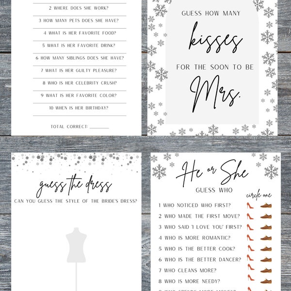 Snow In Love Bridal Shower Games, Fun Bridal Shower Games Instant Download, Winter Bridal Shower Games, Snow Bridal Shower Games, C9