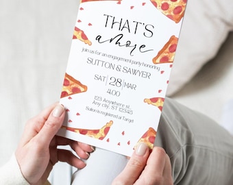 Pizza Engagement Party Invitation: Love at First Slice, Thats Amore Couples Shower (Digital Download)