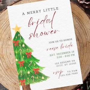 Christmas Bridal Shower Invitation, A Merry Little Bridal Shower Invitation, Bridal Shower Invitation Digital, Holiday Bridal Shower Invite