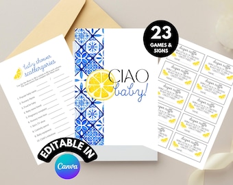 Juego para baby shower de la Costa Amalfitana: Ciao Baby, baby shower con temática italiana, baby shower de limón (descarga digital)