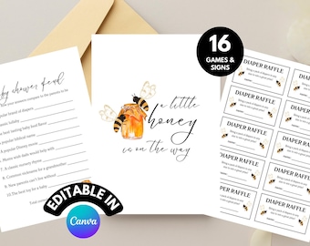 Sweet As Can Bee Baby Shower Games & Signs (Digital Download)