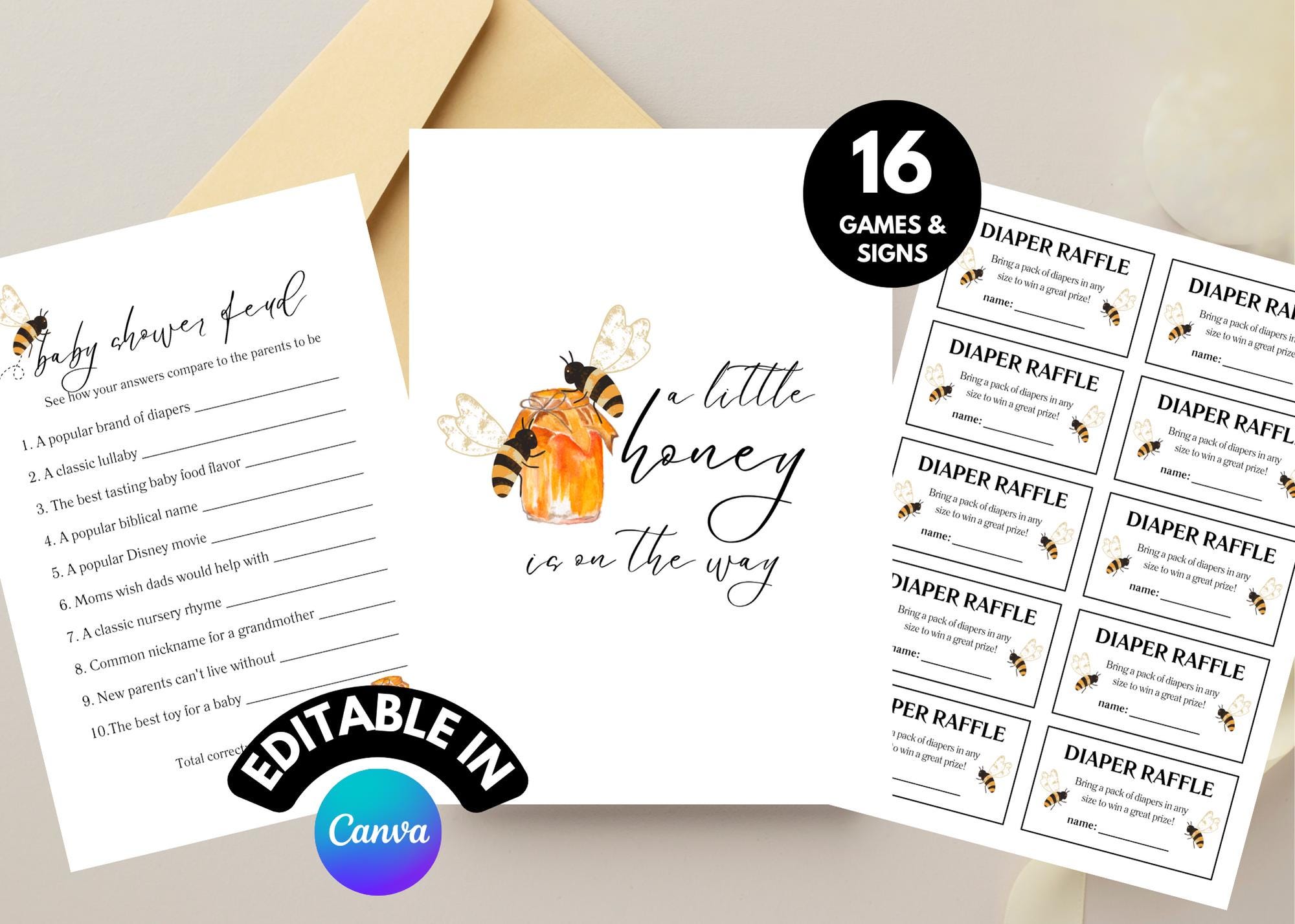 A Little Honey is on the Way Baby Shower Game Printable, Sweet as