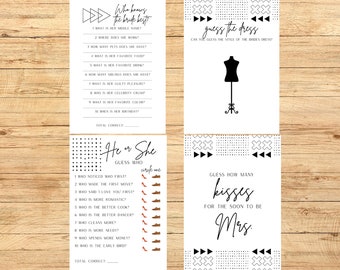 Modern Bridal Shower Games Printable, Modern Abstract Bridal Shower Game Digital, Minimalist Bridal Shower, Simple Bridal Shower Game, E4