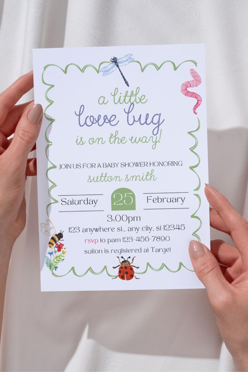 Love Bug Baby Shower Invitation: Ladybug Baby Shower, Gender Neutral ...