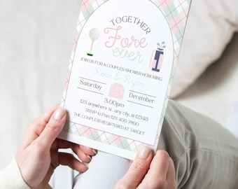 Golf Couples Shower Invitation, Together Fore Ever Golf Partee Bridal Shower, Mastered Love Wedding Shower, Last Swing Before The Ring