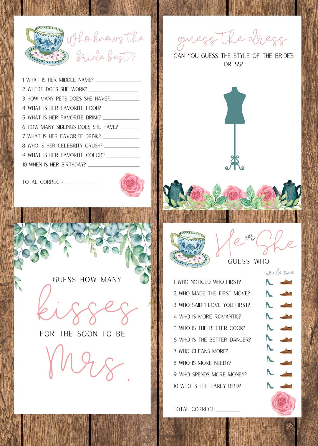 Best Bridal Shower Games Instant Download, Unique Bridal Shower Games