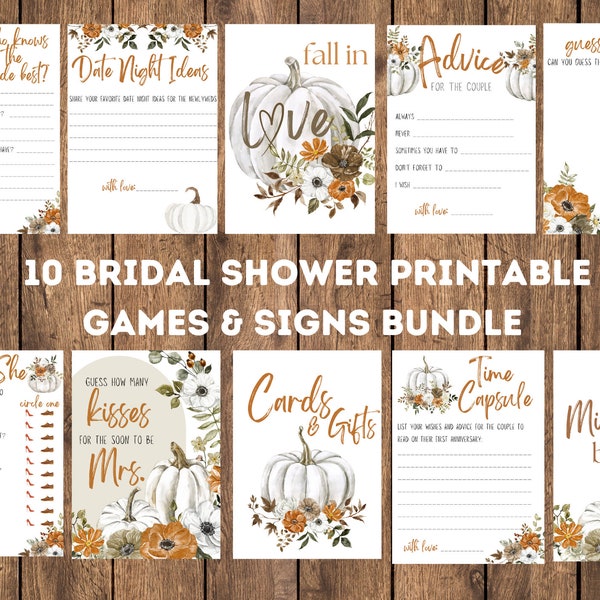 Fall Bridal Shower Games Digital, Halloween Bridal Shower Game Instant Download, Falling In Love Bridal Shower Sign, Bridal Shower Decor, A2