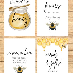 She Found Her Honey ブライダル シャワー サイン 印刷可能、Meant to Bee ブライダル シャワー デコレーション デジタル、Bride to Bee ブライダル シャワー デコレーション、A5