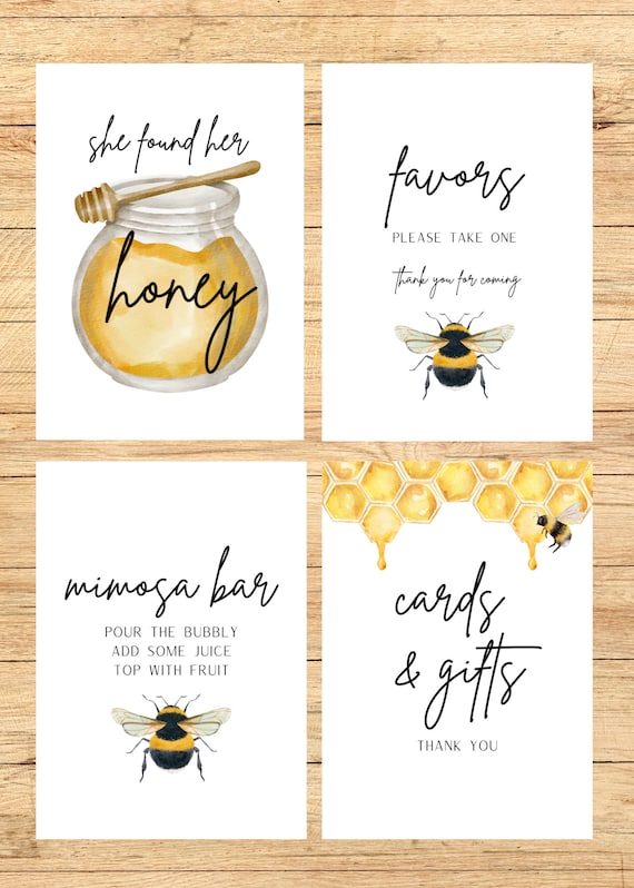 Bee Bridal Shower Sign Printable: She Found Her Honey Theme Decor
