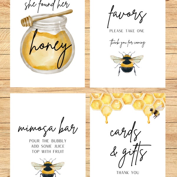 She Found Her Honey Bridal Shower Sign Printable, Meant to Bee Bridal Shower Decoration Digital, Bride to Bee Bridal Shower Decor, A5