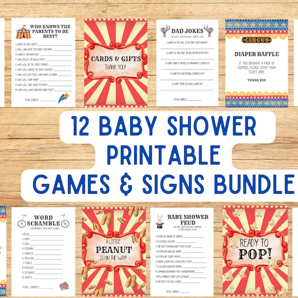 Circus Baby Shower Game Printable, A Little Peanut Is On The Way Baby Shower Sign, The Greatest Show Baby Shower, Come One Come All, H3