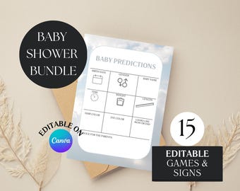 Pacchetto di giochi per baby shower Cloud Nine: genere neutro, modificabile (download digitale)
