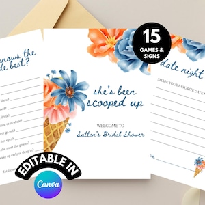 Ice Cream Bridal Shower Games, Shes Been Scooped Up Bridal Shower, All You Need Is Love and Ice Cream Wedding, Ice Cream Couples Shower