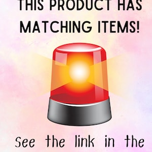 May include: A red and black flashing light with a white light inside. The text "This product has matching items! See the link in the description!" is displayed on a pink and white background.