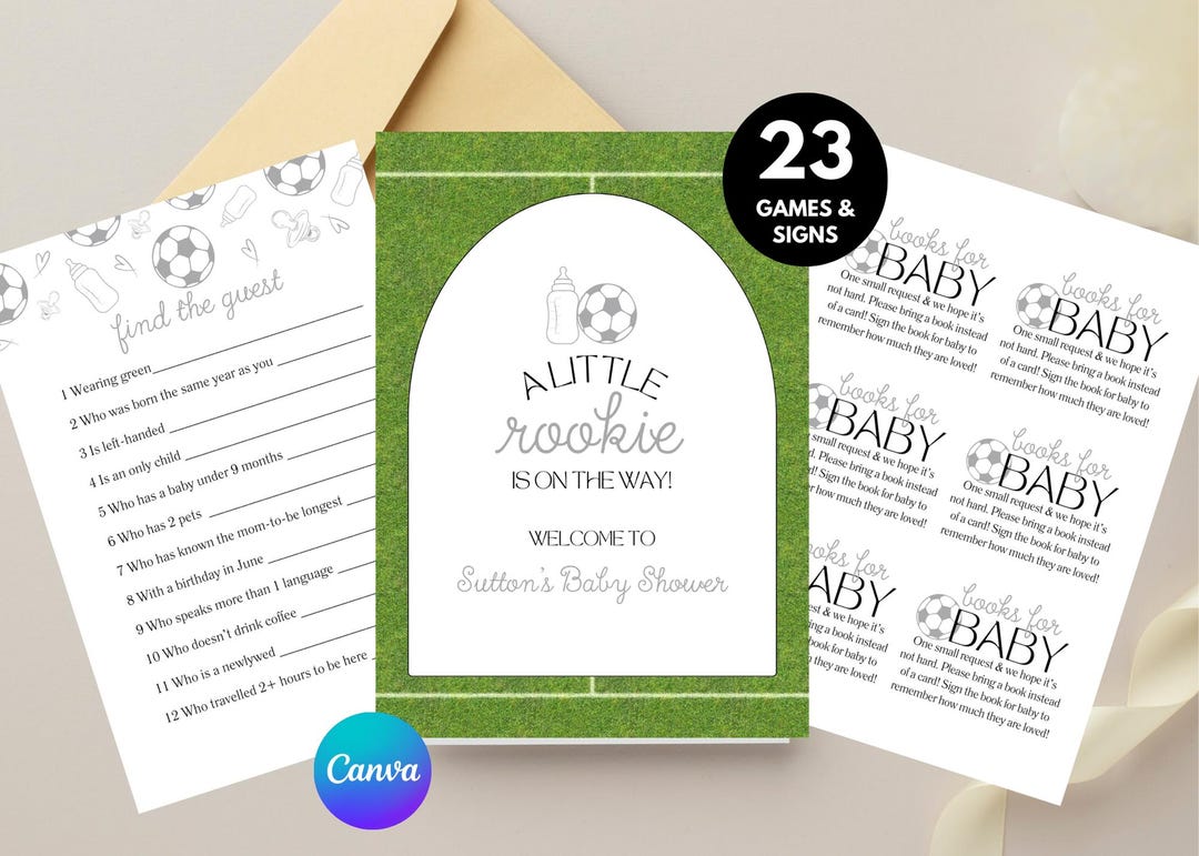 Soccer Baby Shower Game: Little Rookie on the Way, Sports MVP Baby ...