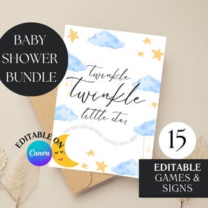 Twinkle Star Baby Shower Game Bundle: Editable Moon & Stars (Digital Download)