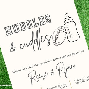 Football Baby Shower Invitation, Huddles and Cuddles Baby Shower Invitation, Tailgate Kickoff Baby Shower Invitation Digital, D4