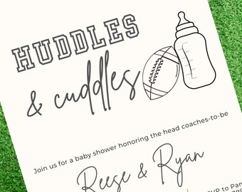 Football Baby Shower Invitation, Huddles and Cuddles Baby Shower Invitation, Tailgate Kickoff Baby Shower Invitation Digital, D4